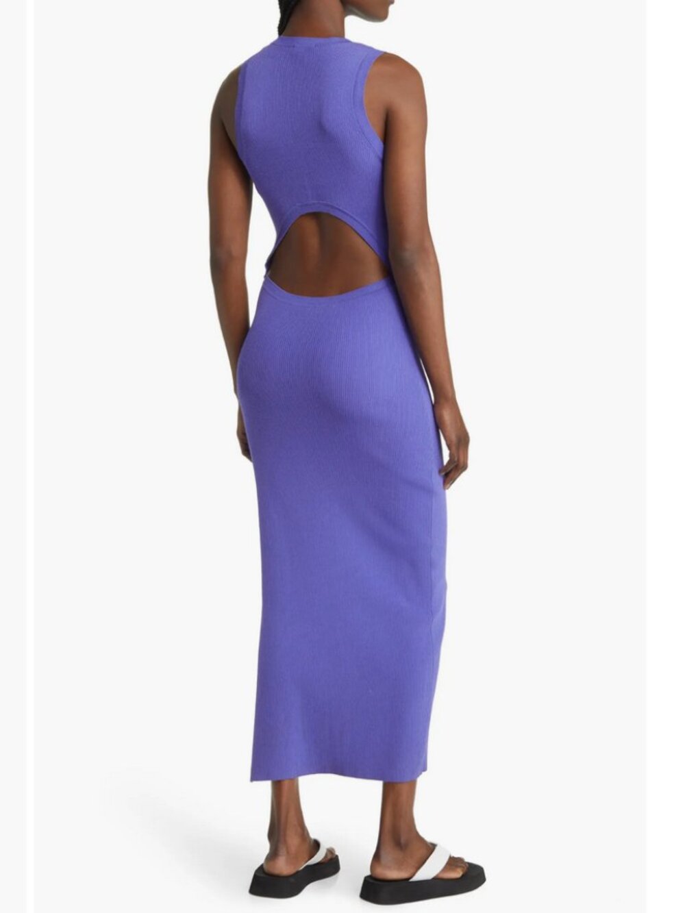 Syd Rib Cutout Midi Sweater Tank Dress purple small